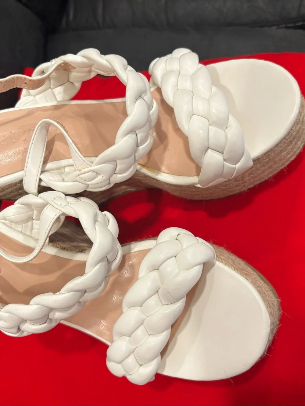 White Braided Espadrille Platform Sandals - Women Never Wore